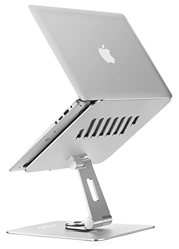Adjustable Laptop Stand with 360 Rotating Base,360°Swivel & Adjustable Laptop Stand for Desk,Foldable&Portable Notebook Riser for MacBook Air Pro, All Laptops up to 17 inches,Sliver …
