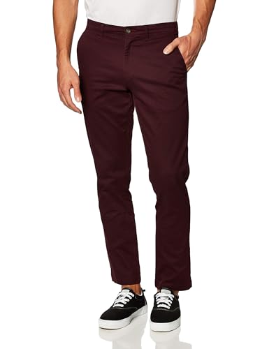 Amazon Essentials Men's Relaxed-Fit Casual Stretch Khaki, Burgundy, 32W x 33L