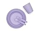 Bobo&Boo Bamboo 5 Piece Children’s Dinnerware, Lilac Purple, Non Toxic & Eco Friendly Kids Mealtime Set for Healthy Infant Feeding, Great Gift for Baby Showers, Birthdays & Preschool Graduations