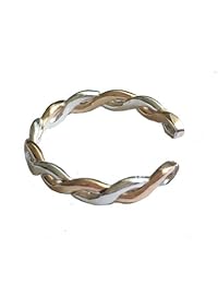 Anillo de dedo   cordel trenzado de plata de ley 925 y oro llena Anillo Ajustable   Fabricado en EE. UU.