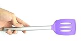 Silicone Slotted Turner Spatula With Stay-Cool Stainless Steel Handle - Purple - By VolksRose(TM)
