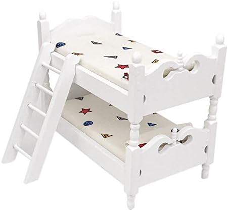 Kasien Dollhouse Accessory Mini Bed, Mini Dollhouse Furniture Bed Set Miniature Living Room Kids Pretend Play Toy (C)