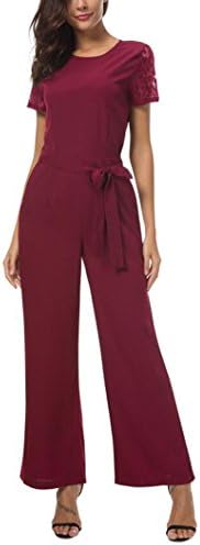 LIXIANSHI Jumpsuits for Women one Piece Short Sleeve Lace Casual Summer Jumpsuit