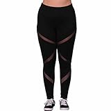 Tootu Women Plus Size Elastic Leggings Solid Criss-Cross Hollow Out Sport Pants (XXXL, A3)