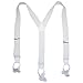 CTM Men's Elastic Button End Dress Suspenders with Silver Hardware, White