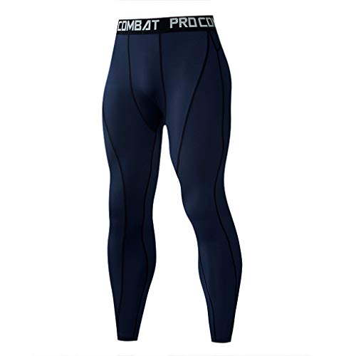 Allywit Men's Compression Pants Workout Leggings for Gym Basketball Cycling Yoga Hiking Running Tights Navy