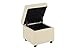 DHP Emily Square Storage Ottoman, Modern Look with Tufted Design, Lightweight, Vanilla Faux Leather