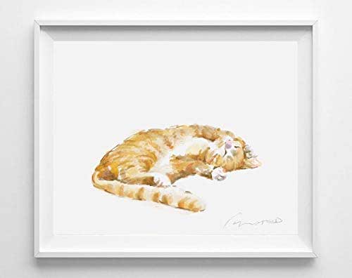 Amazon.com: Orange Tabby Ginger Cat Art Print, Original Watercolor Painting, Crazy Cat Lady, Cat Lover Gift, Minimal, Unframed, Signed By Artist : Handmade Products