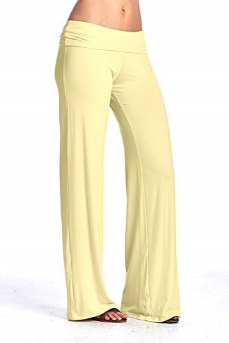 Eliechi Stylish Palazzo Pants - Made in USA (Large, Yellow)