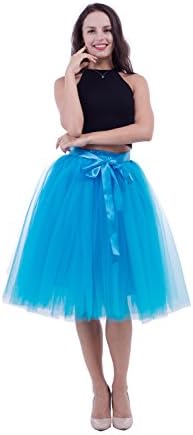 Women's Tulle Skirt 7 Layered Girl Tutu Skirt A Line Knee Length Petticoat Prom Party Adult Skirt