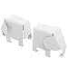 Modern Elephant Shaped Decorative Metal Bookends, Office or Home Decorations, Set of 2, White