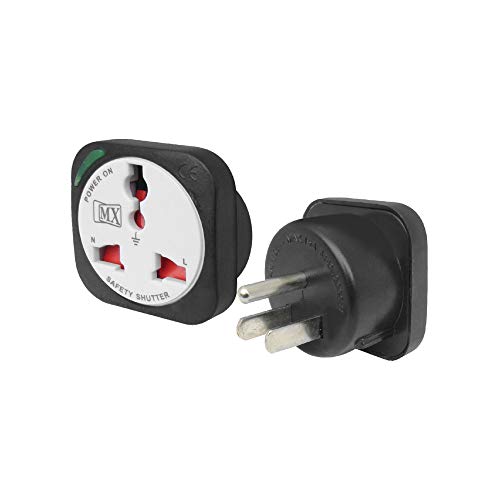 Universal Conversion Plug (USA Type) with Light & Child Safety Shutter - Travel Plug with Surge Protection - 15 Amps - Pack of 3 - Colour May Vary