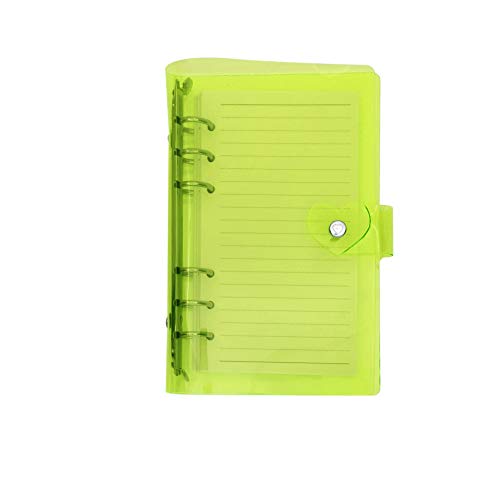 A6 A5 6-Holes Colorful PVC Cover Round Ring View Binder with Snap Button Closure File Folder (Fluorescent Green, A6 Mini Set)
