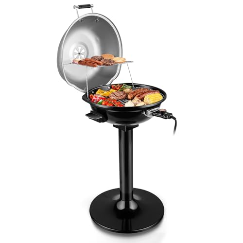 Electric Grill, Techwood Indoor/Outdoor Electric BBQ Grill, 1600W Portable Removable Stand Grill