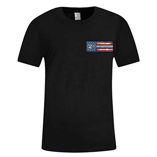 Respctful ♫♫Men Tops Fashion American Flag Printed T-Shirts - Casual Sport Fitness Short Sleeve Tops for July 4 Black