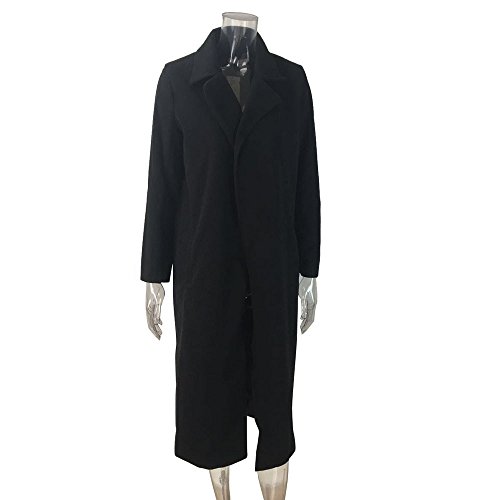 Auwer Womens Long Coat Warm Wool Lapel Trench Parka Jacket Cardigan Long Slim Overcoat Outwear (S, Black)