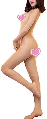 Baihuatianshi Womens Sexy Bodystockings Simple Style Perspective Crotchless Bodysuits Lingerie(Nude)