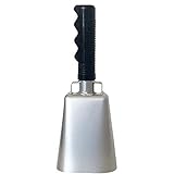 Katzco Cowbell with Stick Rubber Grip Handle and Built-in Clapper - 10 Inch Steel - Great for Weddings, Sport Events, Farms and Rodeos, Birthday Parties, Marching Bands, and Musical Events