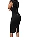 HUUSA Womens Low V Neck Sleeveless Bodycon Cocktail Party Midi Dress S Black