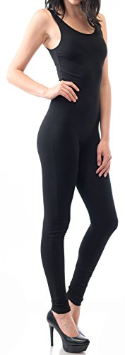 URBAN K WOMENS Active Plus and Regular Size Yoga Wear Sleeveless Unitard Bodysuit Jumpsuits, Ubk310_black, Large - Thumbnail 4