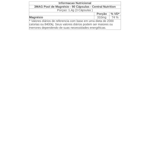 Central Nutrition, 3MAG - POOL de Magnesio Dimalato Central Nutrition Pote com 90 cápsulas