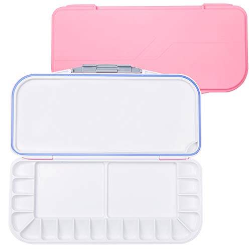 18-Well Premium Watercolor Paint Palette, Travel Portable Folding Paint Palette Box with 1+2 Mixing Areas for Watercolor, Acrylic & Oil Paint - Nice Gift for Kids, Adults & Artists (Pink) - Thumbnail 7