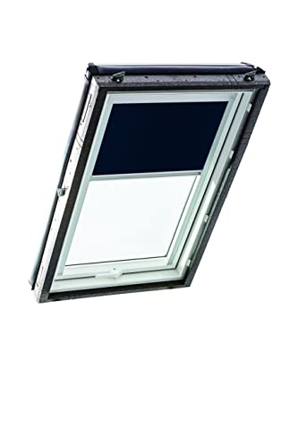 Store d'obscurcissement Roto ZRV Originale - Occultation Presque Totale - Rail de Guidage Argent - pour la Série Designo R4/R7 et Classic 43/73 - Taille 094/118 | 09/11 - Couleur du Tissu Bleu