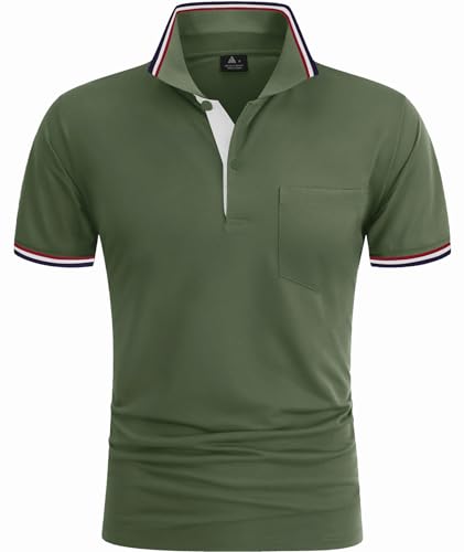 zitysport Polo Shirt Men's Short Sleeve Shirt Breathable Golf Polo Shirt Men Summer Shirts Sport Basic Slim Fit T-Shirt with Chest Pocket Polo Shirt