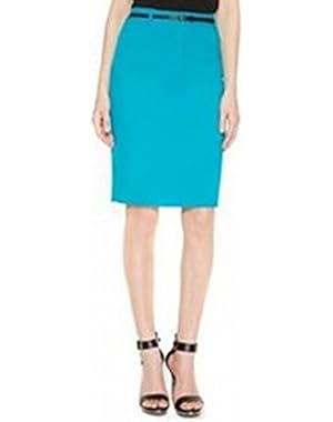 Womens Petites Straight Front Pockets Pencil Skirt