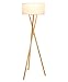 Brightech Harper LED Tripod Floor Lamp – Wood, Mid Century Modern Light for Contemporary Living Rooms - Tall Standing, Rustic Lamp for Bedroom, Office, Kids Room