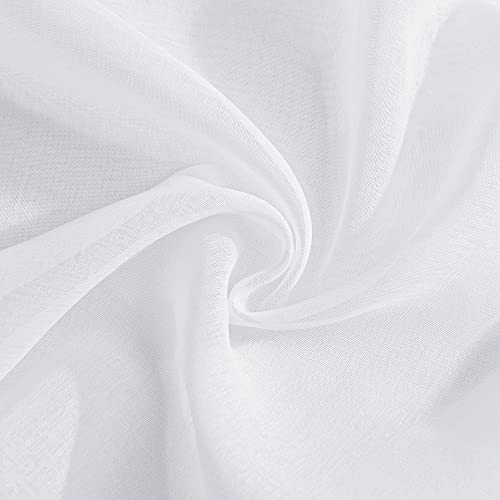 PONY DANCE Voile Curtains, White Transparent Curtain, Set of 2, Living Room Curtains with Eyelets, Linen Look, Sheer Curtains, H 213 x W 137 cm, White