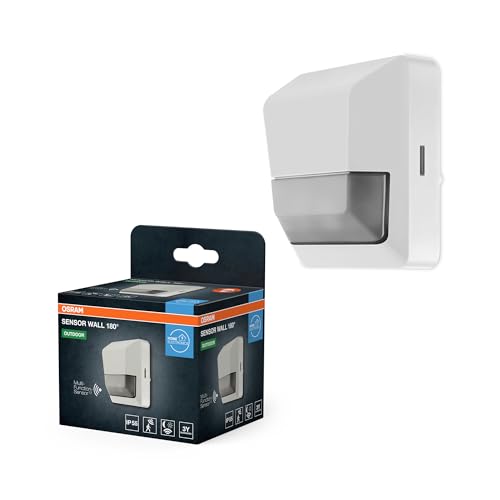 OSRAM SENSOR Wandleuchte mit 180° Bewegungs- und Lichtsensor fuer buendige Deckenmontage, Weiss, IP55-Schutz, fuer Eingangsbereiche