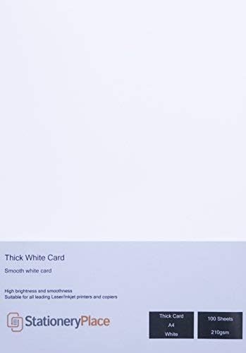 Stationery Place Thick White Card 210GSM A4 X 100 Sheets