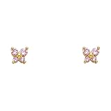 14k Gold Plated Brass Butterfly Stud Earrings with Screw Back