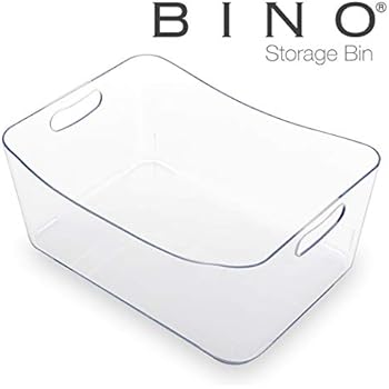 BINO Refrigerator, Freezer and Pantry Cabinet Storage Organizer Bin with Handles, Large - Clear and Transparent Plastic Wide Nesting Food Container for Home and Kitchen