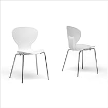 Baxton Studio Boujan White Plastic Modern Dining Chair, Set of 2