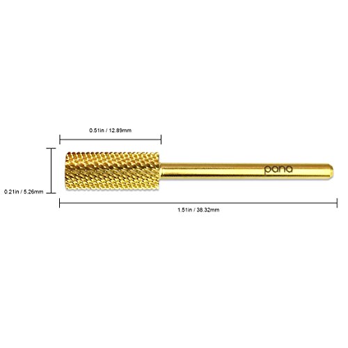 Pana 3/32" Safety Nail Carbide Bit - Gold Small Barrel Head (Grit: Medium - M) for Electric Dremel Drill Machine