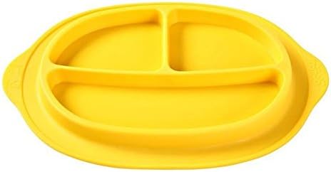 Baby One-piece Silicone Placemat Highchair Feeding Tray Round Silicone Lemon Placemat With Built in Plate Bowl for Kids, Toddlers, Kitchen Dining Table, FDA Approved BPA Free
