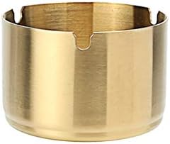 Ashtray Nordic Ins Industrial Style Stainless Steel Gold Ashtray Metal Brass Textured Ashtray (Color : Gold)