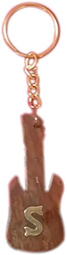 MAITHIL ART Small Wooden Good Luck Guitar Shape Keyring - Best Quality Elegant Gift