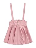 MakeMeChic Women's Button Up Summer High Waist Suspender Skirt Pink L