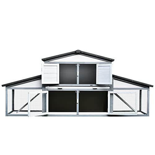 PawHut Large Rabbit Hutch Outdoor Materials Safer for Pets & ClimateFriendly, Big Rabbit Cage