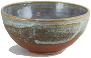 Small Stoneware Matcha Tea Bowl, Blue and Copper Colors, 5 inch Diameter, 1 Cup Volume