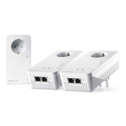devolo Magic 2 WiFi next Multiroom Kit, WLAN Powerline Adapter, bis zu 2.400 Mbit/s, Mesh WLAN Steckdose, 2x Gigabit LAN, Access Point, dLAN 2.0, weiß