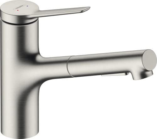 hansgrohe Zesis M33 Kitchen Tap 150, pull-out spray, 2 Sprays, Hose Box lite, stainless steel finish, 74803800