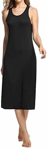 Women's Cotton Gown Sleeveless Racerback Nightshirt Sleepwear Long Bodycon Dress L