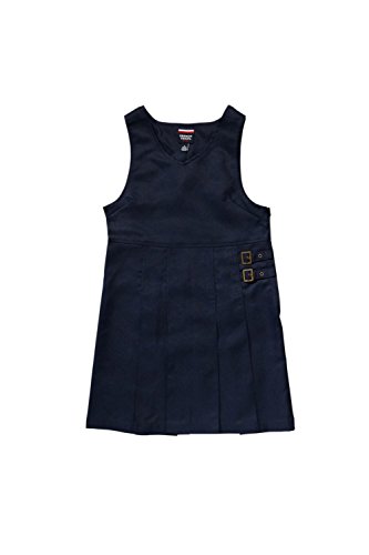French Toast Big Girls' Double Buckle Tab Jumper, Navy, 7
