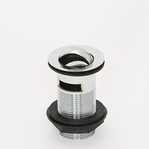 Round Flip Top Slotted Basin Sink Waste Swivel Plug | Chrome Plated Solid Brass | G 1 1/4" BSP | Tail 90 mm