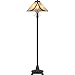 Quoizel Asheville 2-Light Valiant Bronze Floor Lamp with Handcrafted Tiffany-Style Art Glass, Traditional Style Portable Lamp for Living Room, Bedroom, Home Office, or Kitchen