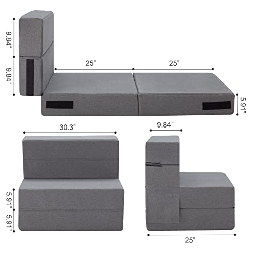 Kingfun Fold Sleeper Sofa Memory Foam Sleeper Chair Guest Bed and Fold Out Couch,Living Room, Bedroom, Washable Cover cot Size, Dark Grey